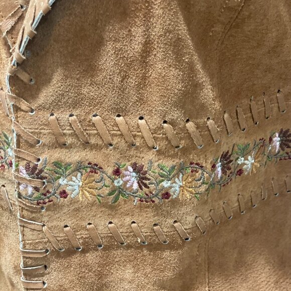Boho Suede Floral Embroidery Jacket XS/S - Picture 5 of 15